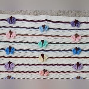 Handmade New Baby Blanket Butterfly Crocheted unisex perfect shower present
